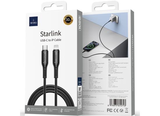 WiWU Wi-C04ЗE Starlink 30W Fast Charging Cable With USB-C to Lightning Cable, Fast Charging | Durable - Black